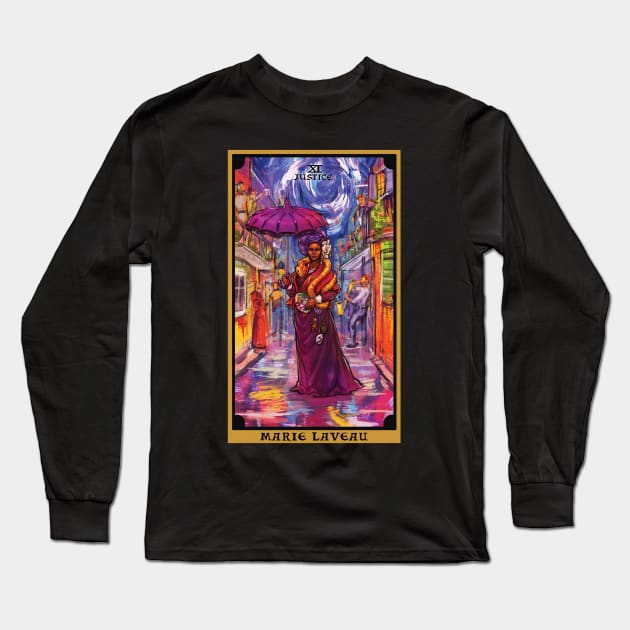 Marie Laveau In The Justice Tarot Card Long Sleeve T-Shirt by rivkazachariah